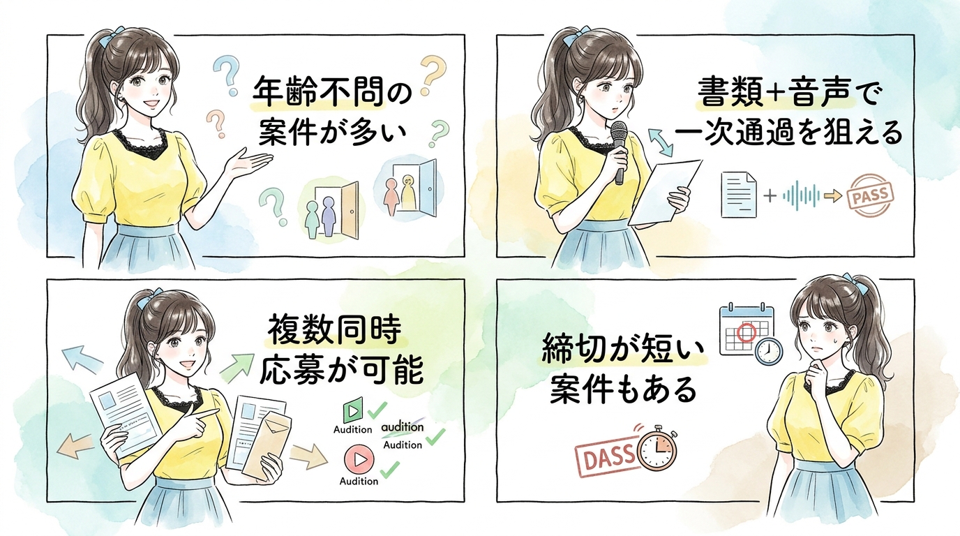 一般公募型オーディションは未経験者でも門戸が開いている