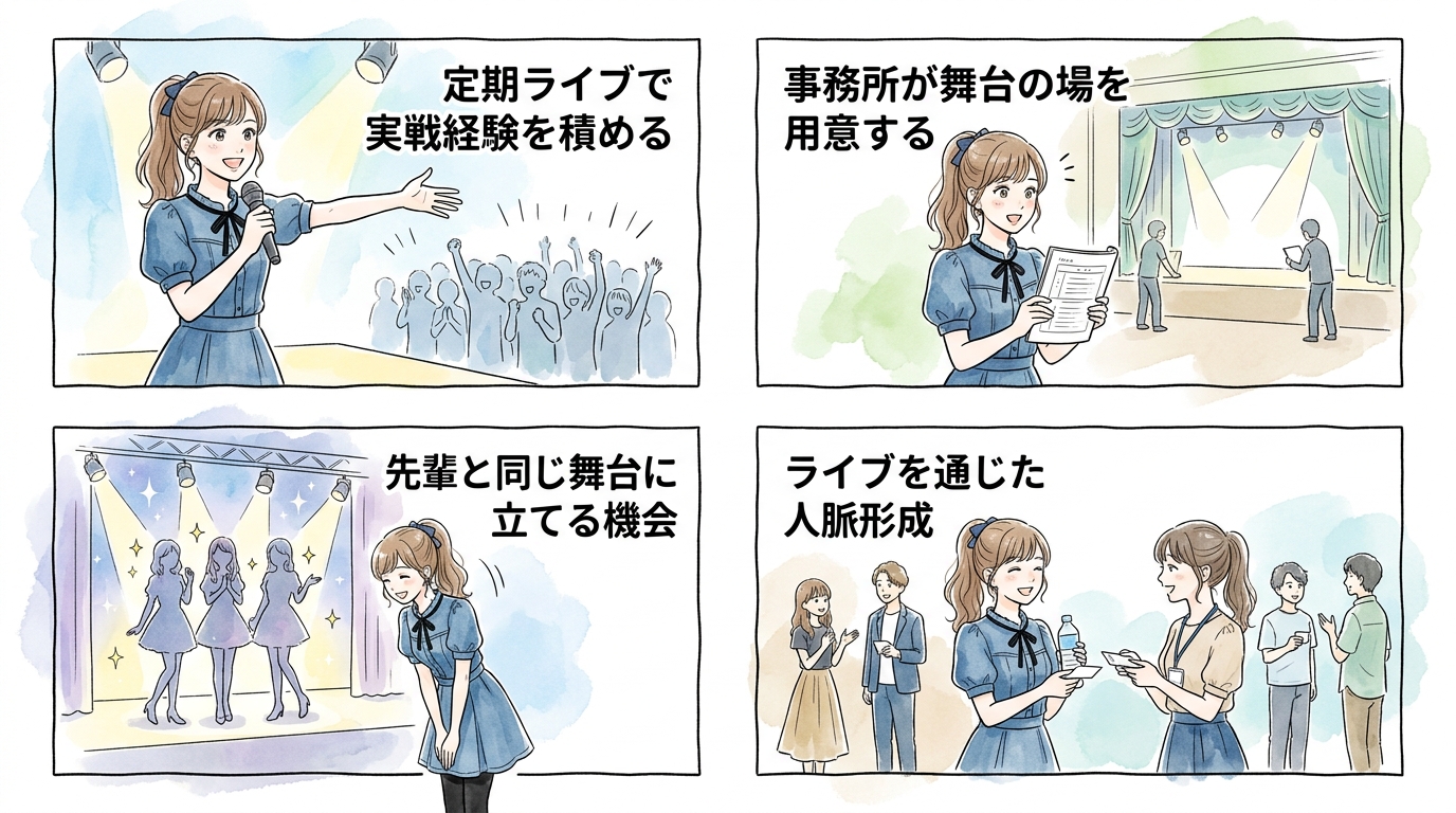 主催ライブや事務所イベントを通じて芸人が育つ仕組みがある