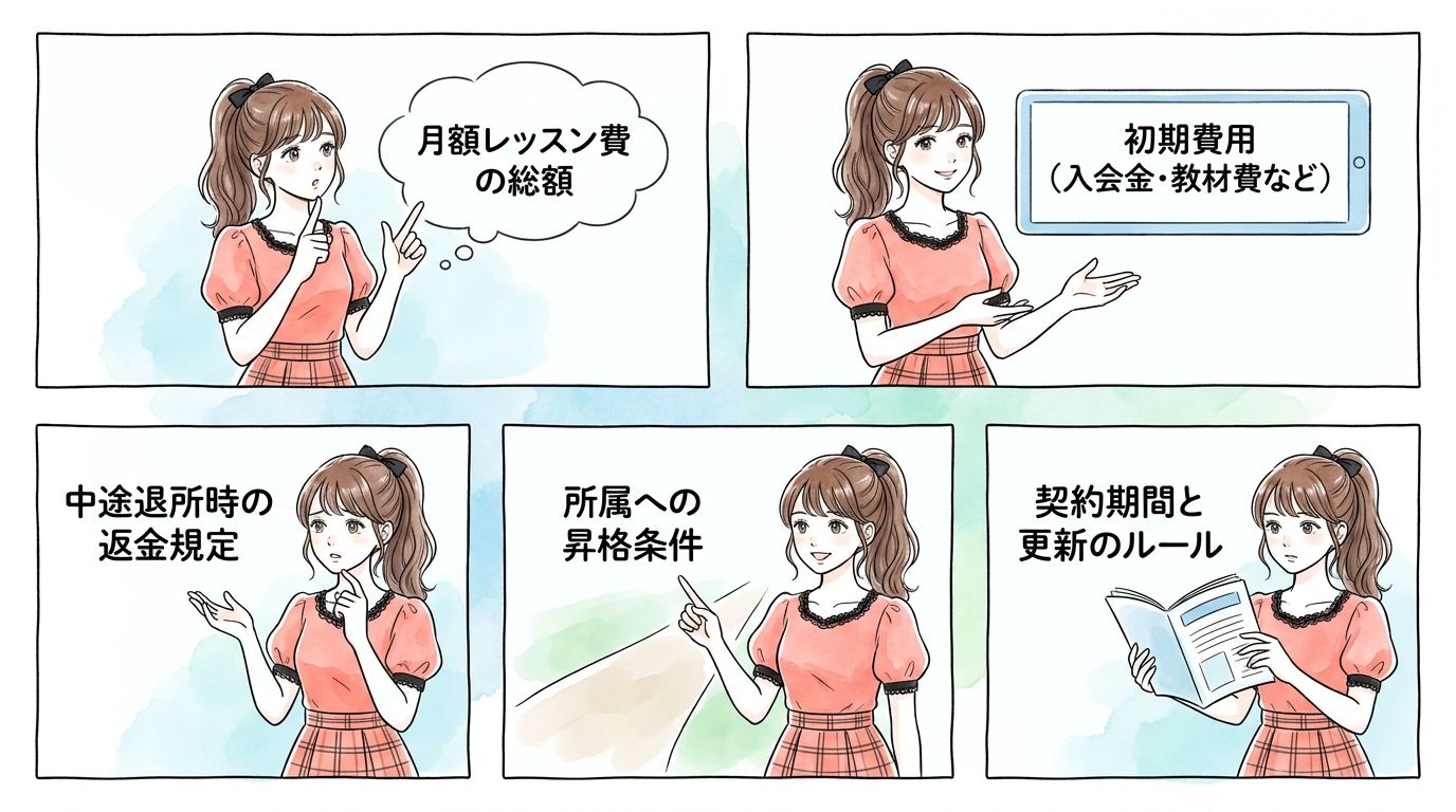 入所後に発生するレッスン費用の現実と事前確認すべき契約内容