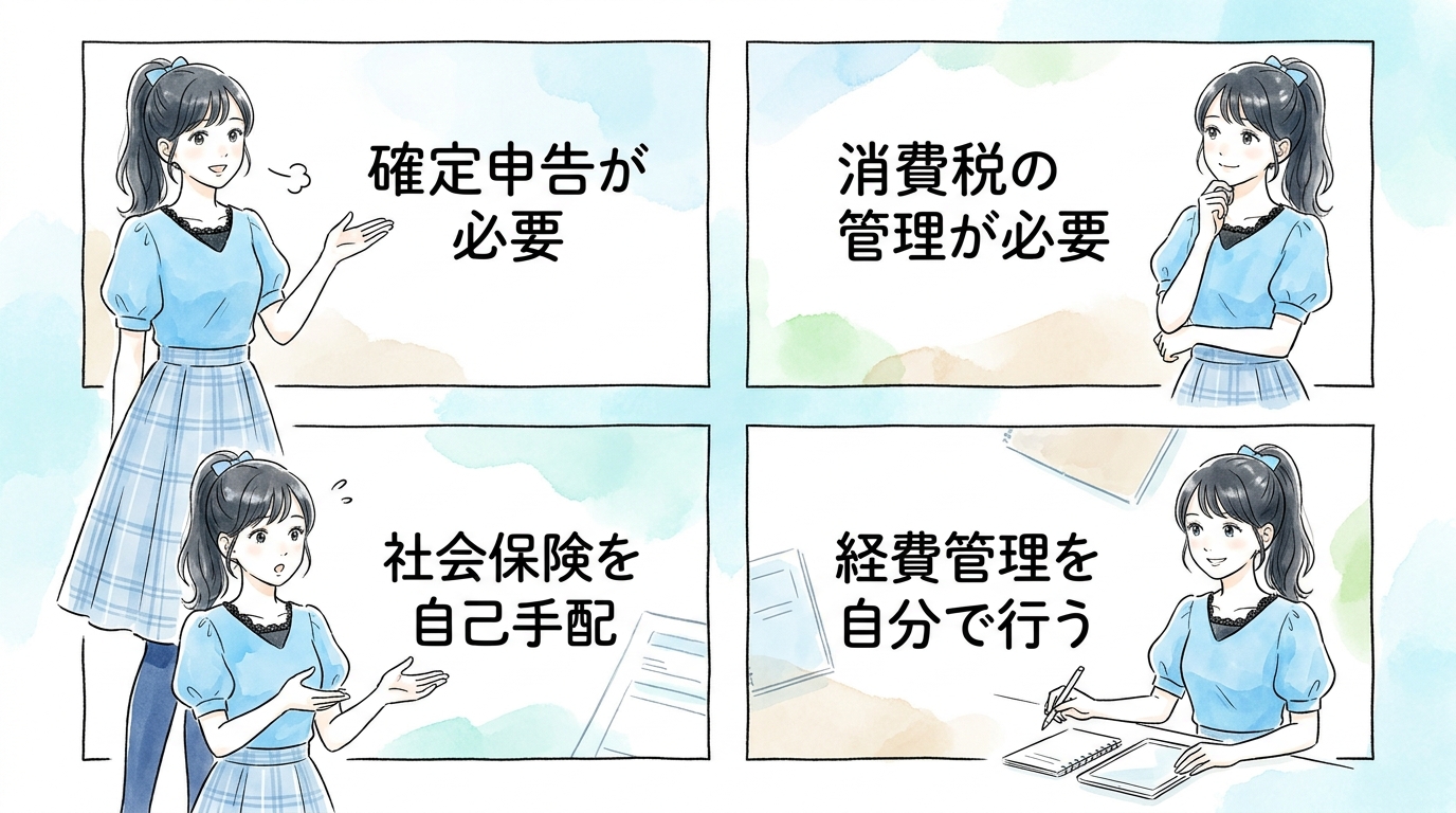 報酬の取り分と税務上の立場が契約形態によって変わる