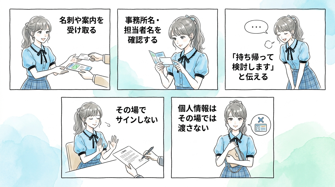 声をかけられたときに使える一次対応の流れ
