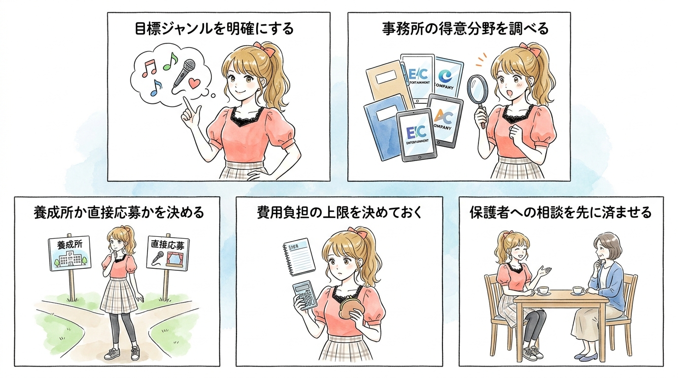 応募前に自分の目標と事務所の方向性が合っているか確かめる視点