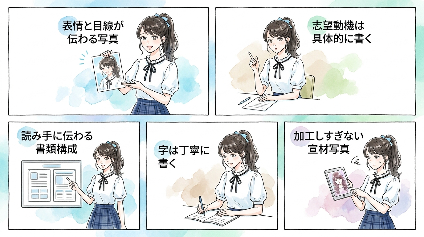 書類と写真の段階で落とされやすいパターン