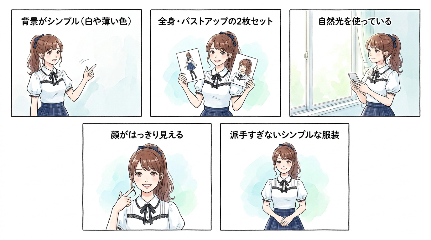 書類審査で見られる宣材写真は、スマホ撮影でも条件がそろえば通過できる