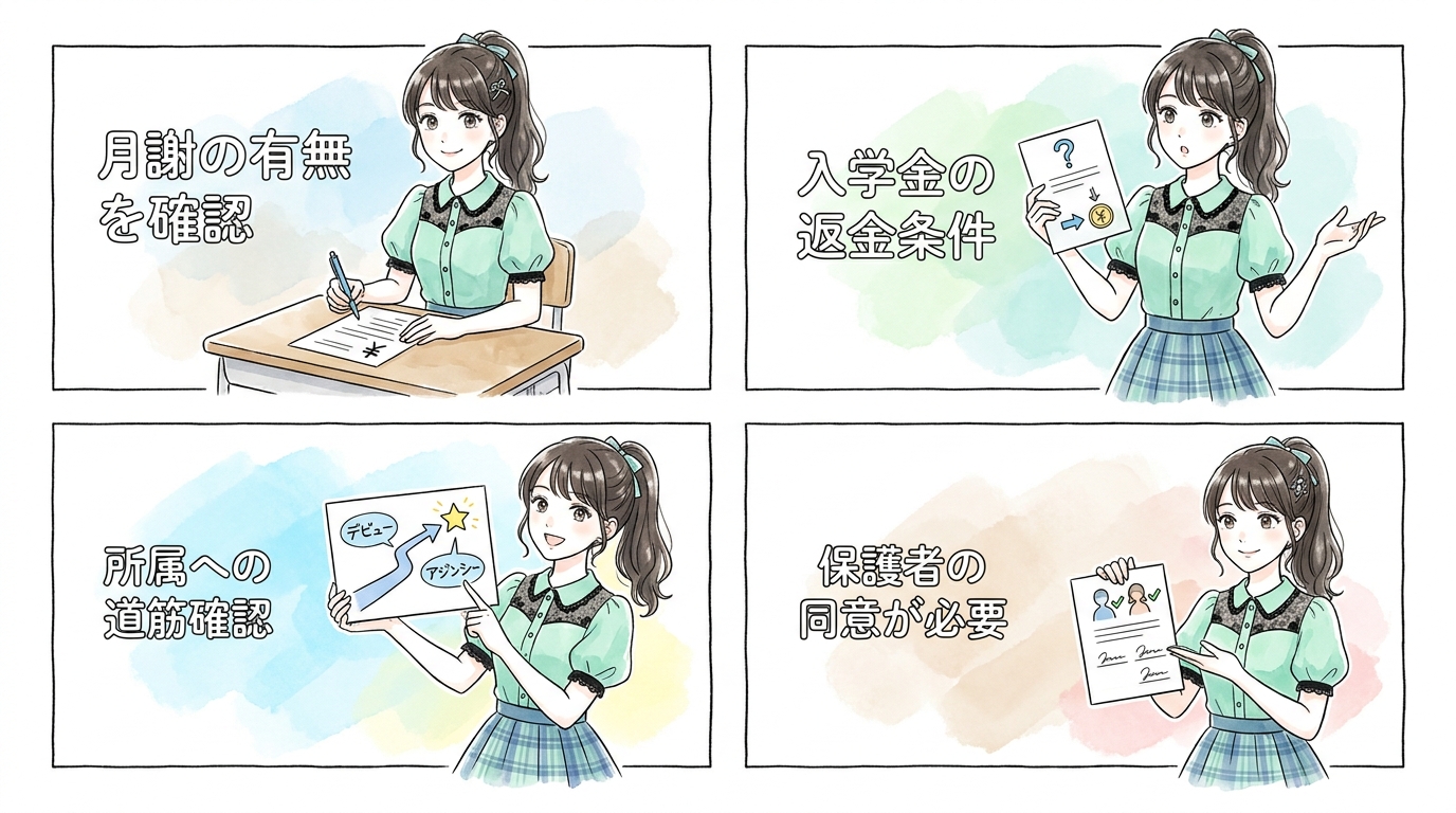養成所・芸能スクール附属のオーディションは月謝が発生するが、育成期間中から仕事に繋がるルートがある