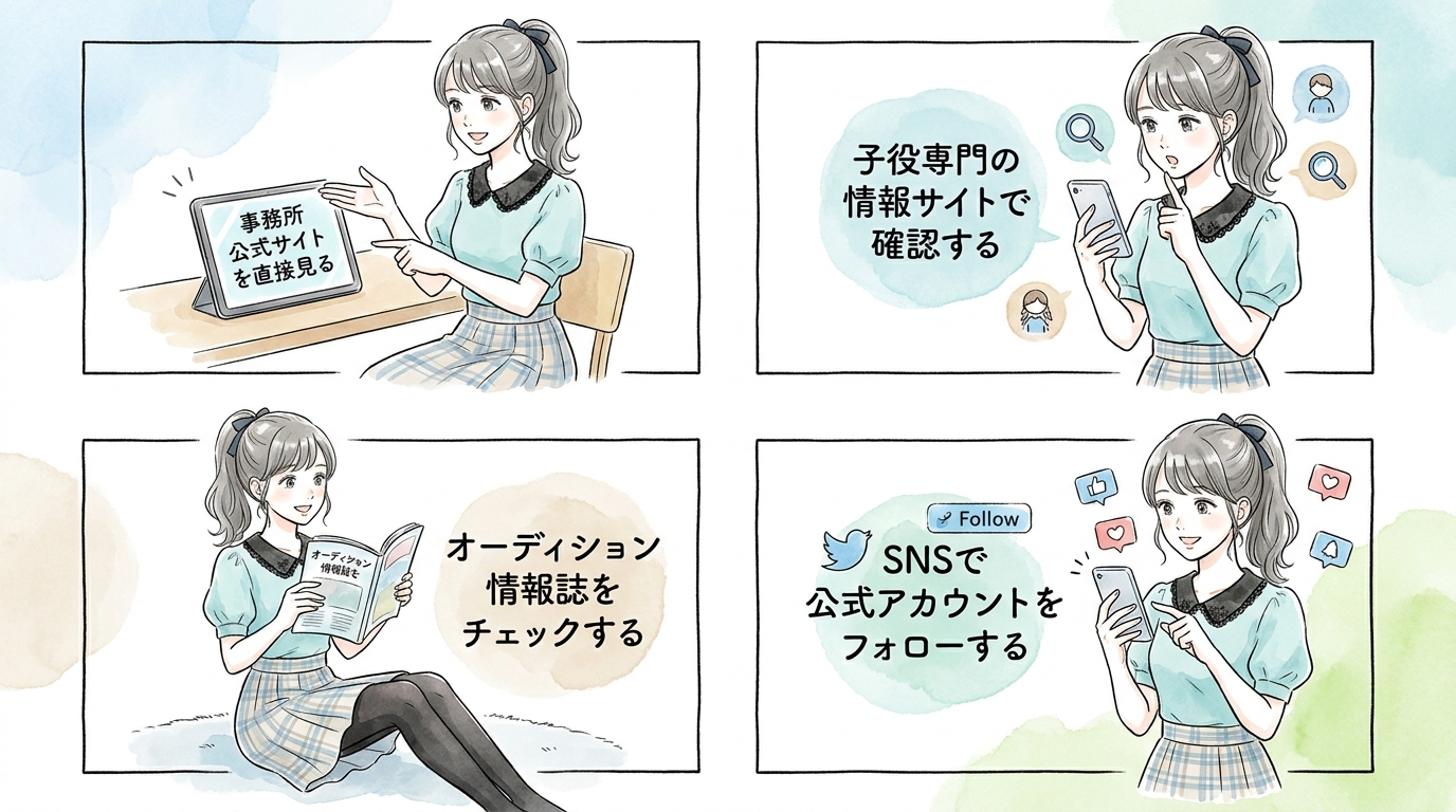 一般公募で直接応募できるオーディションと、事務所経由でしか参加できないオーディションがある