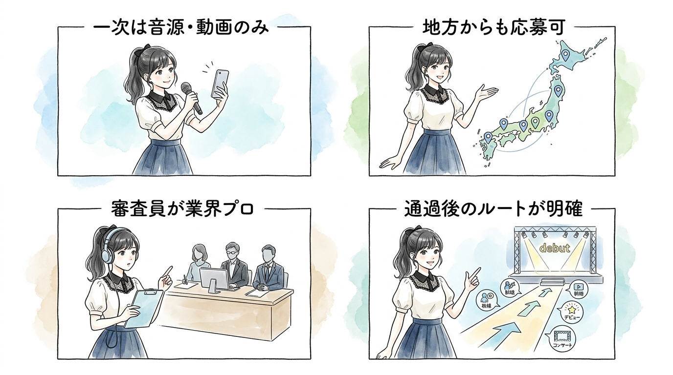 大手レコード会社・芸能事務所が開く公募オーディションの特徴を整理しておく