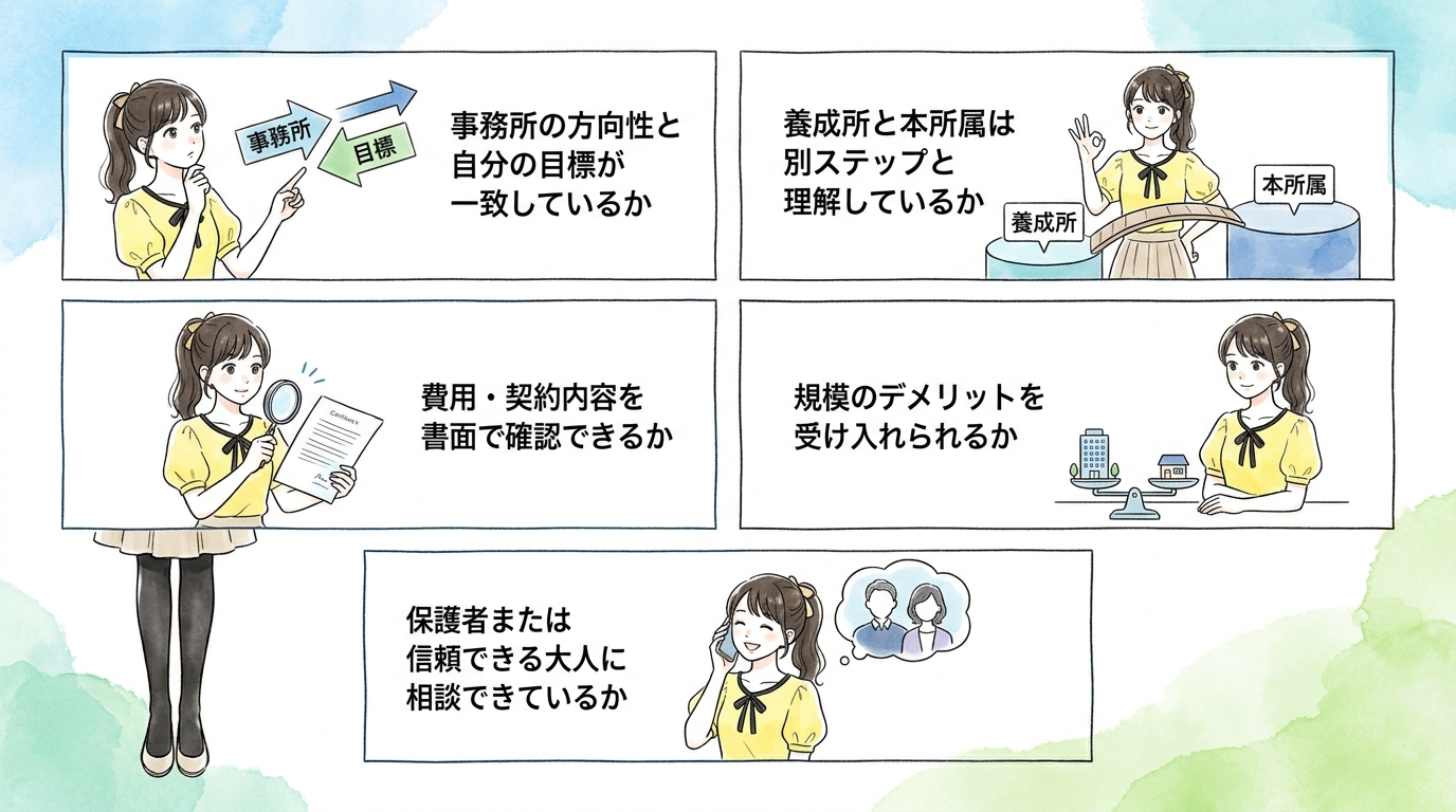 「評判が良い事務所」より「自分に合う事務所」を選ぶ基準をもつ