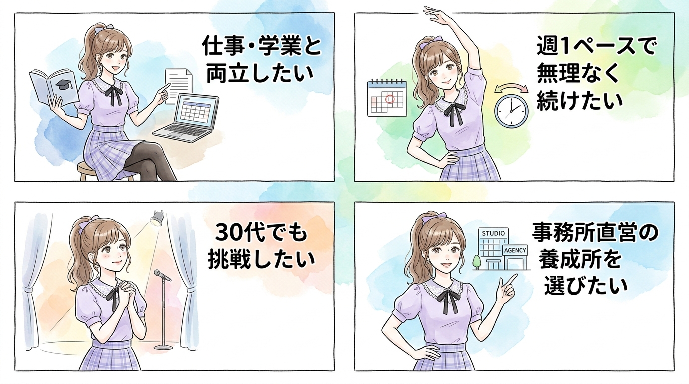 週1レッスン・社会人や学生との両立という条件が合う人の特徴